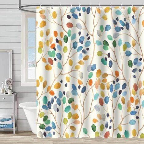 Cortina de ducha de tela color beige, resistente al moho y lavable a máquina (150 x 180 cm).