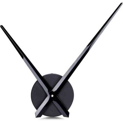 Reloj de pared grande con manecillas, 31,5 cm, negro sencillo, sin números, mecanismo de reloj sin marco para armar uno mismo con manecillas largas.