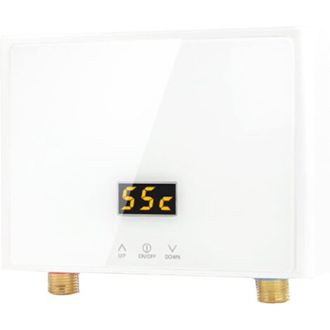 Mini calentador de agua eléctrico instantáneo, 220V, 3000W, con panel de visualización digital LED, calentador de agua sin tanque (blanco).