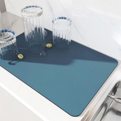 Alfombrilla de cocina superabsorbente para escurrir encimeras, 40 x 30 cm (azul)