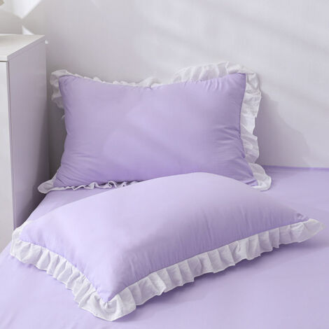 Juego de dos fundas de almohada de microfibra, 50 x 70 cm, con cremallera, color morado.