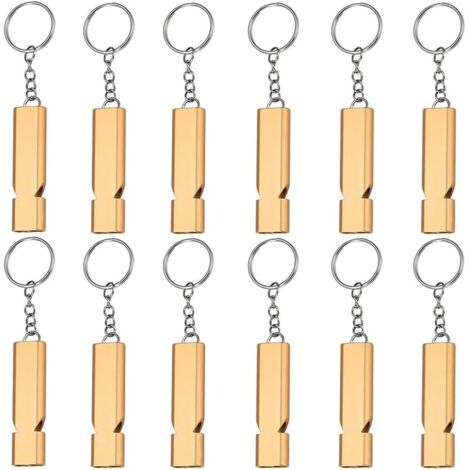 Paquete de 12 silbatos de emergencia potentes para supervivencia en exteriores, con doble tubo, silbato de rescate fino para natación, caza y oro.