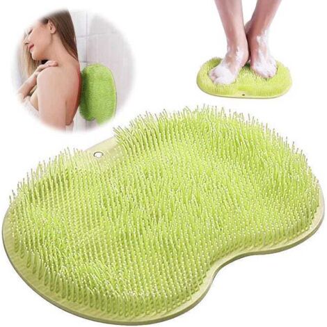 Esterilla de masaje para pies y espalda, alfombrilla de ducha, alfombrilla antideslizante (con ventosa y bloque de masaje) verde