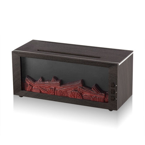Humidificador difusor con efecto llama de 300 ml, mando a distancia y luces LED de 7 colores (negro).