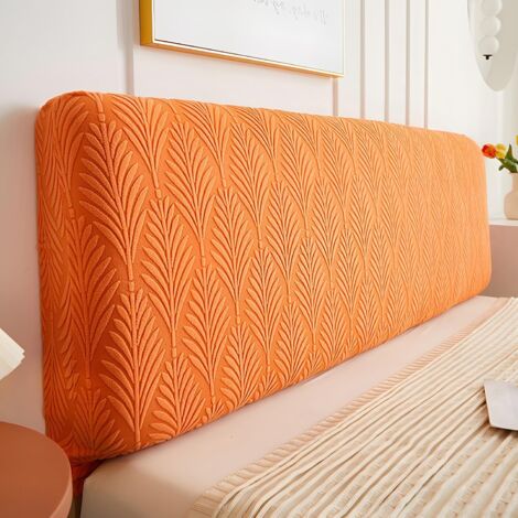 Funda de cabecero jacquard, lavable, elástica, estilo moderno, universal antipolvo, naranja, longitud del cabecero 180 cm.