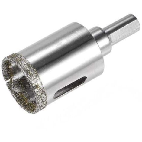 Broca de diamante con punta de posicionamiento, sierra de corona para vidrio - diámetro del vástago 10 mm, diámetro 32 mm, profundidad del orificio 36 mm