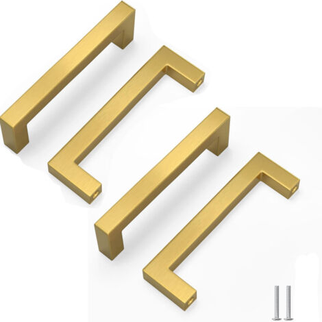 Juego de 4 tiradores para cajones de 7,6 cm, tiradores para muebles de cocina, color dorado, acero inoxidable, aptos para tocadores.