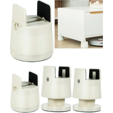 Juego de 4 elevadores para somier compatibles con patas de muebles de 1 a 50 mm de ancho, altura regulable entre 6 y 8 cm, color albaricoque.