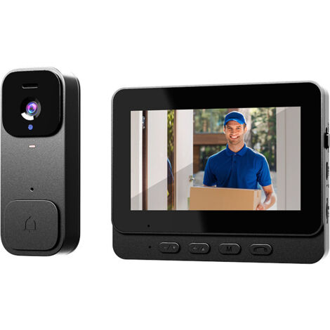Videoportero Sn de 4,3 pulgadas con funciones inteligentes y monitor de vídeo inalámbrico (negro)