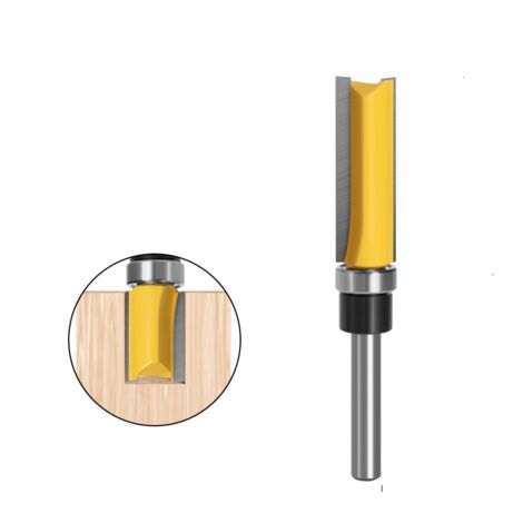 Fresa para madera con vástago de 6 mm, perfil plano y rodamiento, herramienta para trabajar la madera (1/4 x 1/2 pulg. x 38 mm)