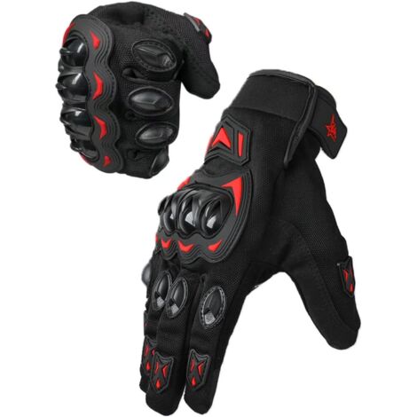 Guantes de moto para hombre y mujer - Transpirables - Compatibles con pantallas táctiles - Guantes de motocross - Ciclismo de montaña - Para conducir, montar en bicicleta, patinete, XL, Rojo