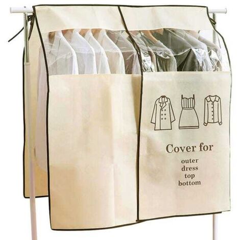 Funda para prendas de vestir, 90 x 110 cm, color beige, antipolvo, universal, protector de perchas, 2 unidades.