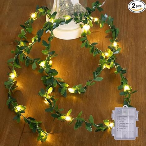 Dos guirnaldas de luces con forma de hiedra artificial, de 10 metros de largo y 100 LED, perfectas para decorar un dormitorio o una fiesta.