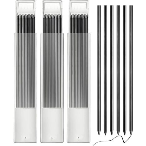Paquete de 18 lápices de madera maciza, 2,8 mm de diámetro, minas de repuesto, portaminas (mina negra).