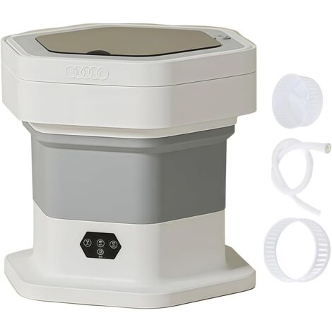 Lavadora portátil, lavadora de viaje pequeña y plegable, adecuada para residencias estudiantiles, camping, autocaravanas y otras ocasiones, color gris.