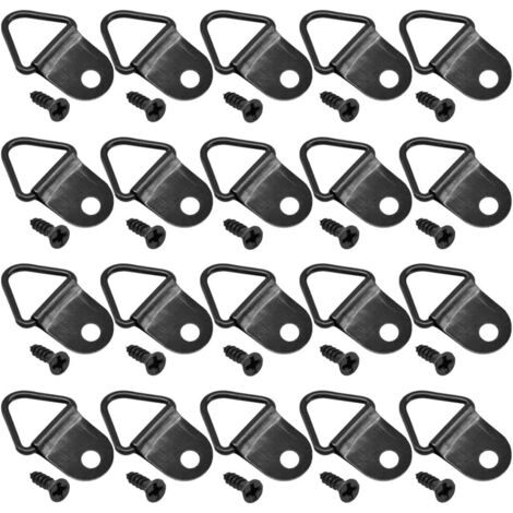 100 ganchos triangulares con un solo orificio, aptos para marcos de fotos y para colgar obras de arte (negros).