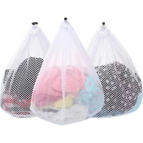 Juego de 3 bolsas de malla para lavadora, bolsas grandes de malla para ropa delicada, con cierre de cordón resistente.