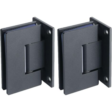 Bisagras para puertas de ducha de cristal, bisagras de 90 grados para puertas de ducha de cristal, acero inoxidable de alta resistencia, color negro (paquete de 2)