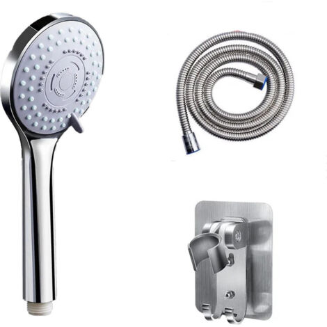 Este kit de ducha a presión está especialmente diseñado para baños e incluye una manguera de 1,5 metros y una base que no requiere taladrar.
