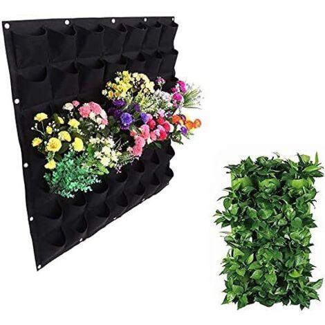 Bolsas para macetas colgantes, macetas verticales de pared, adecuadas para la decoración de plantas de pared en interiores y exteriores, 49 bolsas, color negro.
