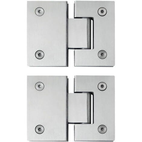 Bisagras para puertas de ducha de cristal, bisagras para puertas de ducha de cristal de 180 grados, níquel cepillado (2 piezas).