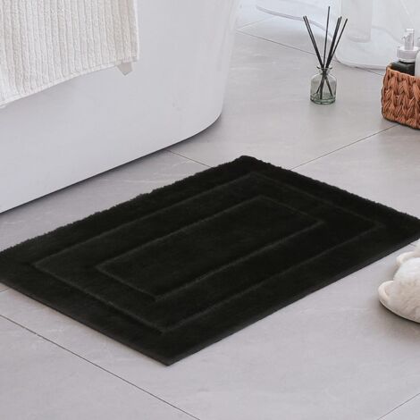 Alfombrilla de baño, dimensiones 40 x 60 cm, lavable, ultrasuave y antideslizante, de microfibra, color negro.
