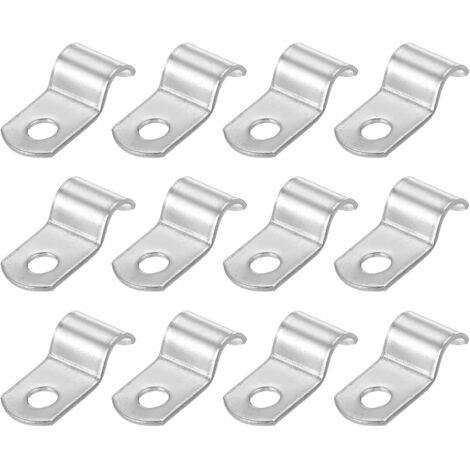 Abrazadera rígida para manguera de 8 mm, paquete de 12 unidades, fabricada en acero inoxidable 304, con soporte reforzado en forma de U con 1 orificio, para cables y alambres.