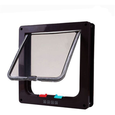 Gatera grande para interiores y exteriores, con 4 modos de cierre, apta para ventanas y paredes (L, negra).