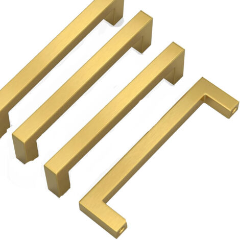 Juego de 4 tiradores para cajones, de 12,8 cm, para muebles de cocina, color dorado, acero inoxidable, aptos para tocadores.