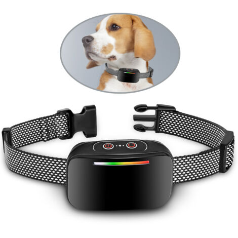 Collar antiladridos automático para perros, control inteligente de ladridos, resistente al agua IP67, indicador LED - negro.