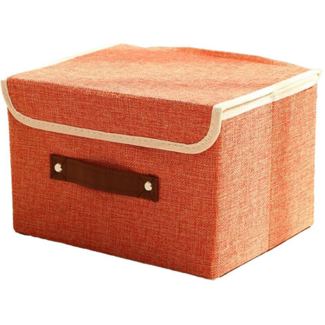Caja de almacenamiento grande con tapa, caja de almacenamiento plegable para la ropa sucia, caja de almacenamiento para el armario (naranja)