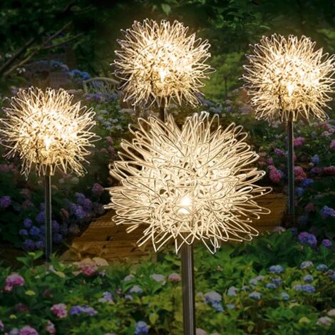 Lámpara solar LED para jardín con forma de diente de león, iluminación exterior impermeable para paisajes, lámpara solar con forma de flor (juego de 2)