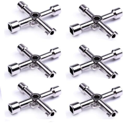Llave multifuncional de aleación con cabeza triangular/cuadrada, llave Phillips con cabeza triangular/cuadrada (6 llaves de cuatro vías)