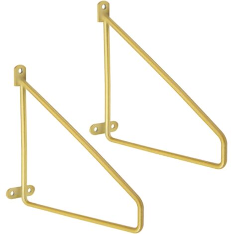 Soporte de estante de acero macizo de 2 piezas, soporte triangular para estante, soporte de pared para tabique divisorio, marco de estante flotante tipo trípode (25 cm, dorado)