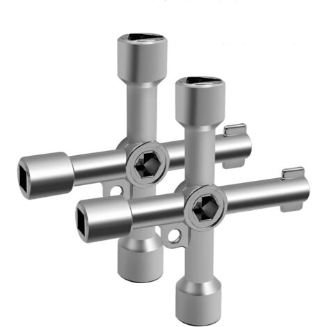Llave multifunción cuatro en uno de aleación con cabeza triangular/cuadrada, llave multifunción de cuatro direcciones, llave de cruz triangular/cuadrada (2 llaves de cuatro direcciones)