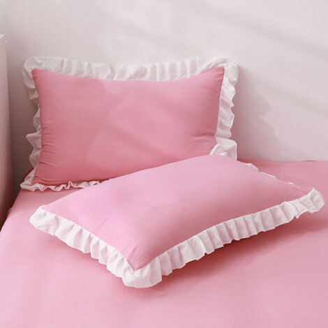 Juego de dos fundas de almohada de microfibra, 50 x 70 cm, con cremallera, color rosa.
