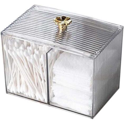 Caja para bastoncillos de algodón, almacenamiento de bastoncillos de algodón, almacenamiento de cosméticos, almacenamiento de desmaquillante, soporte acrílico para bastoncillos de algodón