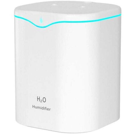 Humidificador de aire, humidificador ultrasónico silencioso de 2 litros con 2 modos de niebla ajustables, USB, apagado automático, luz nocturna de colores.