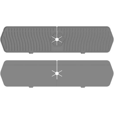 Alfombrilla para grifo, protector contra salpicaduras para fregadero de cocina, alfombrilla grande de silicona gris antigoteo para grifo.