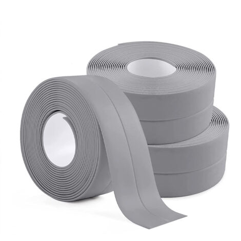 Cinta de sellado impermeable (gris), para baños, cinta adhesiva de PVC para cocinas, en rollos.