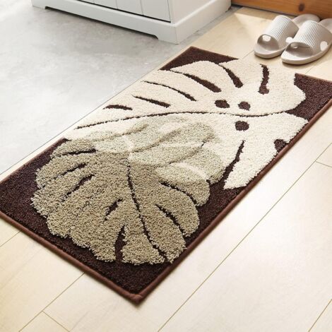 Alfombra de interior, altamente absorbente, antideslizante, adecuada para puertas de entrada y de servicio, ideal para uso en interiores, diseño plano, lavable a máquina, felpudo, 50-80 cm (marrón).