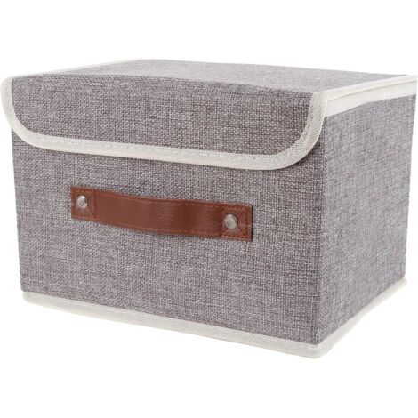 Caja de almacenamiento con tapa, caja de almacenamiento plegable para la ropa sucia, caja de almacenamiento para el armario, tamaño pequeño (gris)