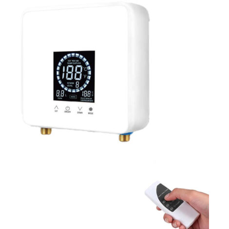 Calentador de agua instantáneo sin tanque de 7500 W y 220 V para ducha, baño, cocina, autocaravana, montaje en pared (40 A + cable de 4 mm²), color blanco.
