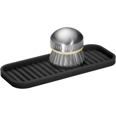 Jabonera práctica para la cocina - Plato de silicona para jabón - Soporte antideslizante para jabón de esponja - Negro