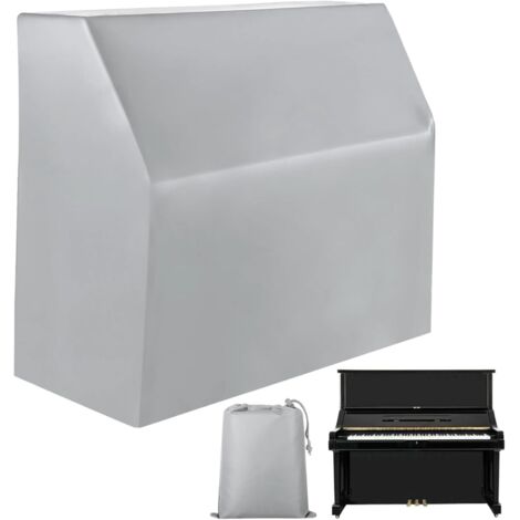 Funda para piano vertical fabricada en tela Oxford 420D, que protege del sol, la humedad y el polvo. Dimensiones: 153 × 60 × 110 cm, color gris.