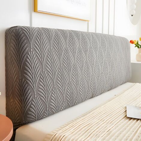 Funda de cabecero jacquard, lavable, elástica, estilo moderno, universal a prueba de polvo, gris oscuro, longitud del cabecero 180 cm.
