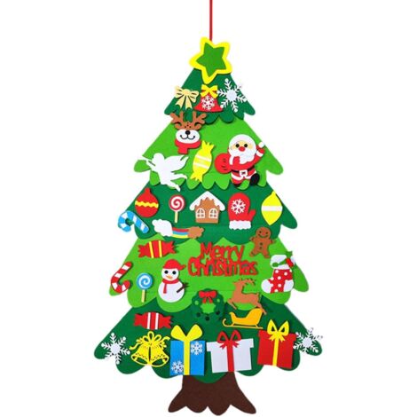 Decoraciones navideñas de pared hechas en casa, árboles de Navidad de fieltro, kits para decorar árboles de Navidad, fiestas