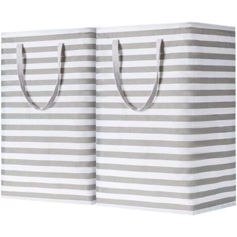 Dos cestas de ropa impermeables, plegables e independientes, aptas para lavaderos, baños, dormitorios o residencias estudiantiles, de color gris, con una capacidad de 75 litros.
