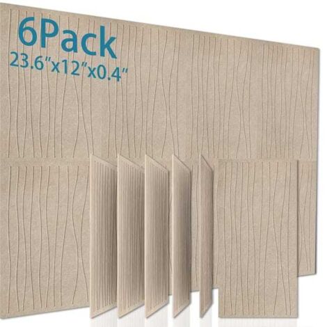 Juego de 6 paneles acústicos autoadhesivos, paneles aislantes de poliéster, paneles de pared insonorizantes de alta densidad, 60 x 30 x 1 cm, color albaricoque.
