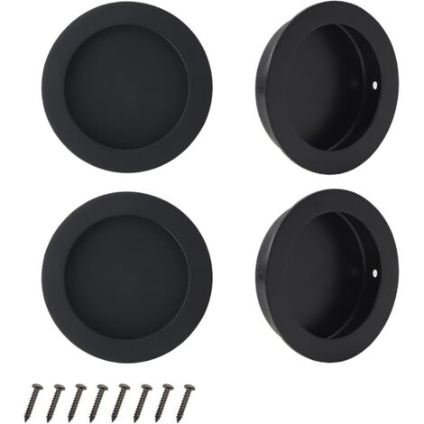 Manillas telescópicas empotrables para puertas, redondas, de acero inoxidable negro 201 (juego de 4, diámetro 50 mm, con tornillos)
